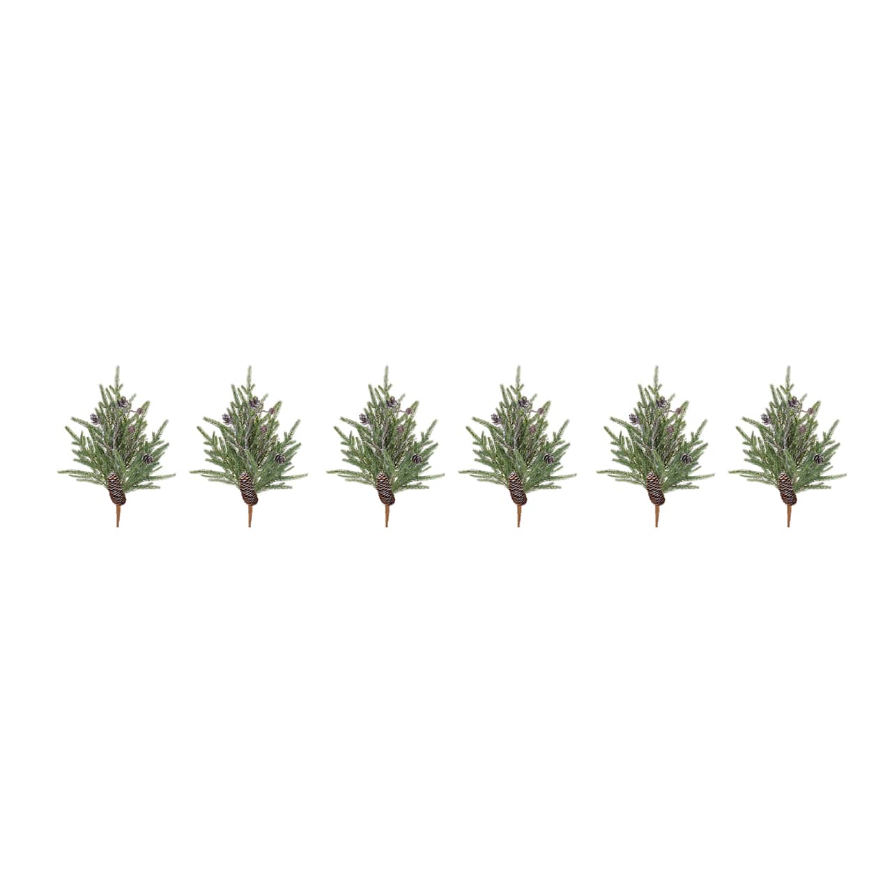 18.5&#x22; Green Pine Leaf &#x26; Pinecone Stems, 6ct.